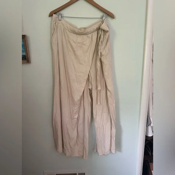 Anthropologie Cream Women's Pants casual pull on cross over - Picture 4 of 10